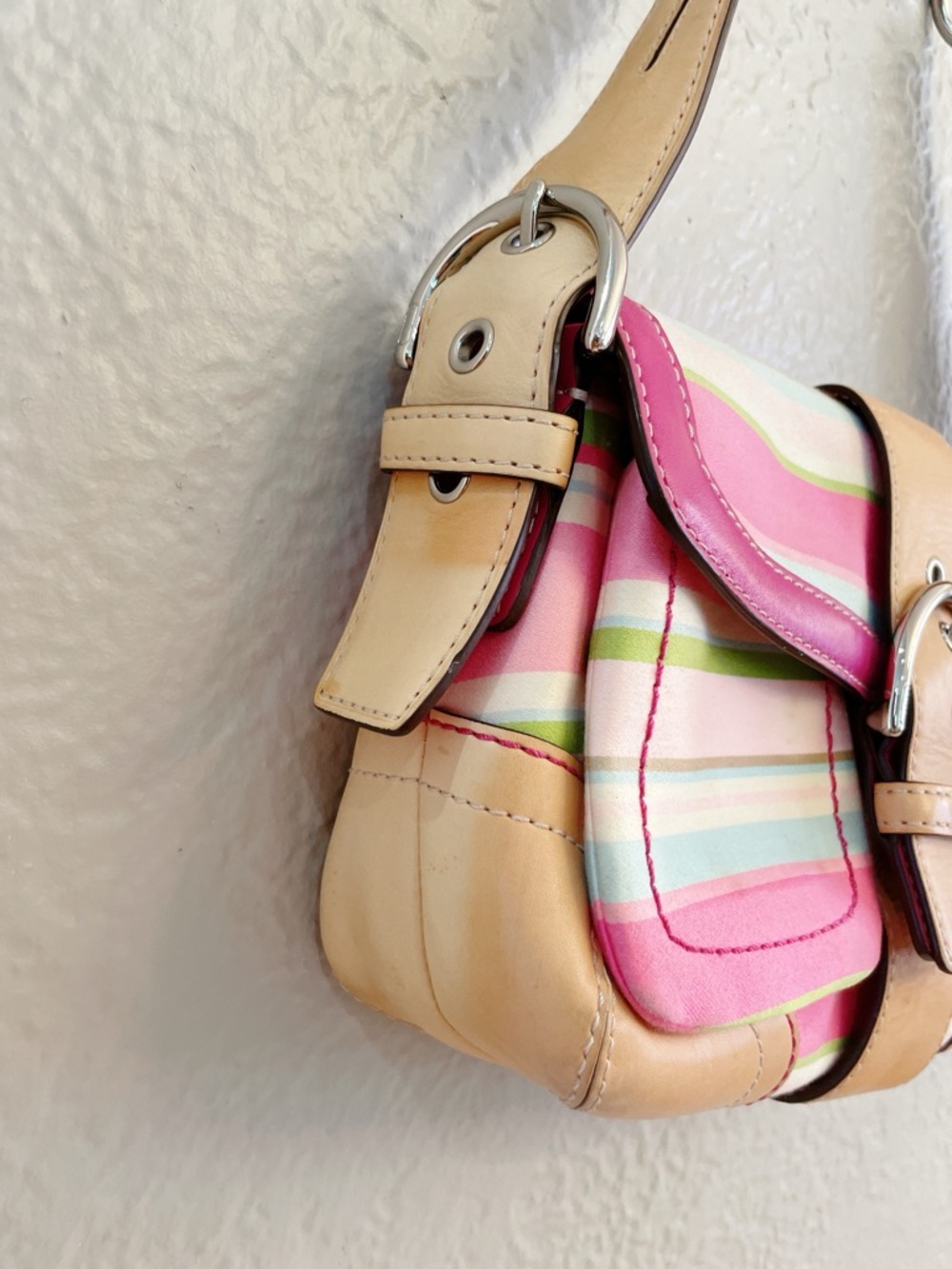 Coach Y2K Pink Stripe Soho Shoulder Bag & Matching Wallet Set Vintage Rare - Picture 11 of 16